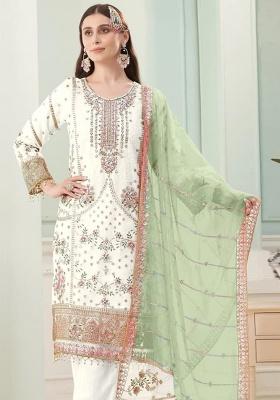 Green Embroidery Georgette Kurta Set