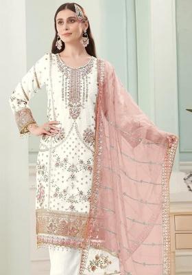 Pink Embroidery Georgette Kurta Set