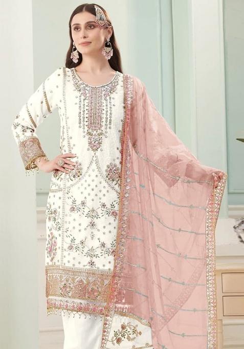 Pink Embroidery Georgette Kurta Set