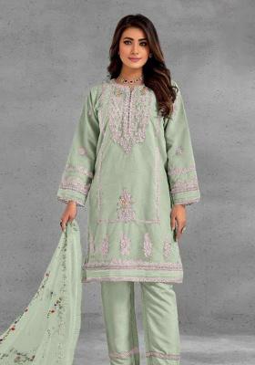 Light Green Embroidery Heavy Organza Kurta Set