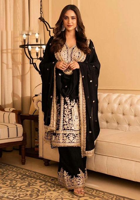 Black Embroidery Georgette Kurta Set