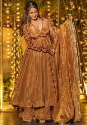 Gold Embroidery Silk Kurta Set