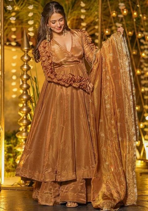 Gold Embroidery Silk Kurta Set