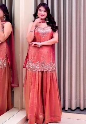 Pink Embroidery Silk Kurta Set