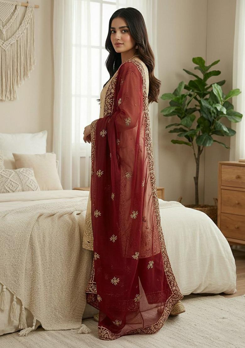 Yellow Embroidery Silk Kurta Set - Indya