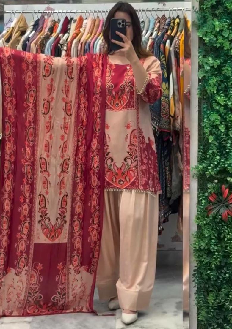 Pink Embroidery Silk Kurta Set - Indya