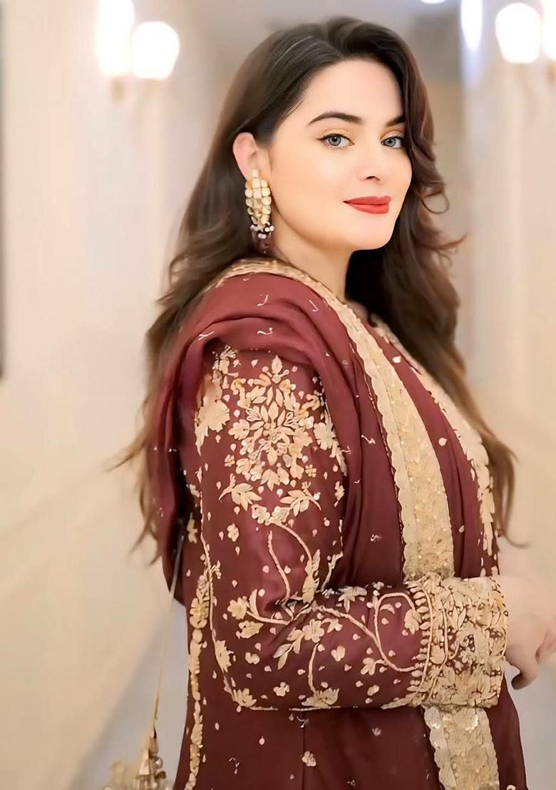 Maroon Embroidery Georgette Kurta Set - Indya