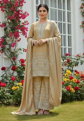 Gold Embroidery Silk Kurta Set