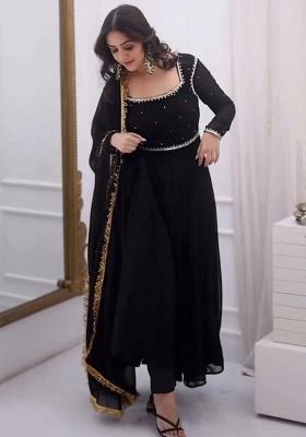 Black Embroidery Georgette Kurta Set