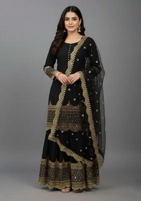 Black Embroidery Georgette Kurta Set