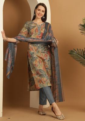 Multicolor Printed Cotton Kurta Set