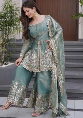 Green Embroidered Fendi Kurta Set