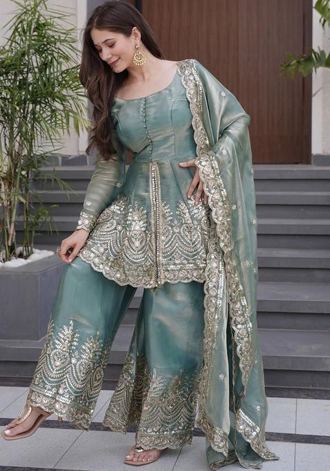 Green Embroidered Fendi Kurta Set