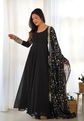 Black Embroidery Georgette Kurta Set