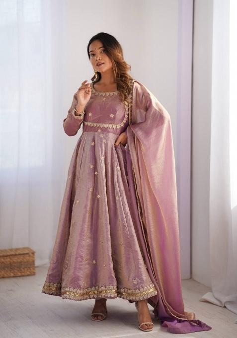 Lavender Sequence Silk Kurta Set