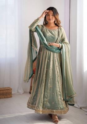 Sae Green Sequence Silk Kurta Set