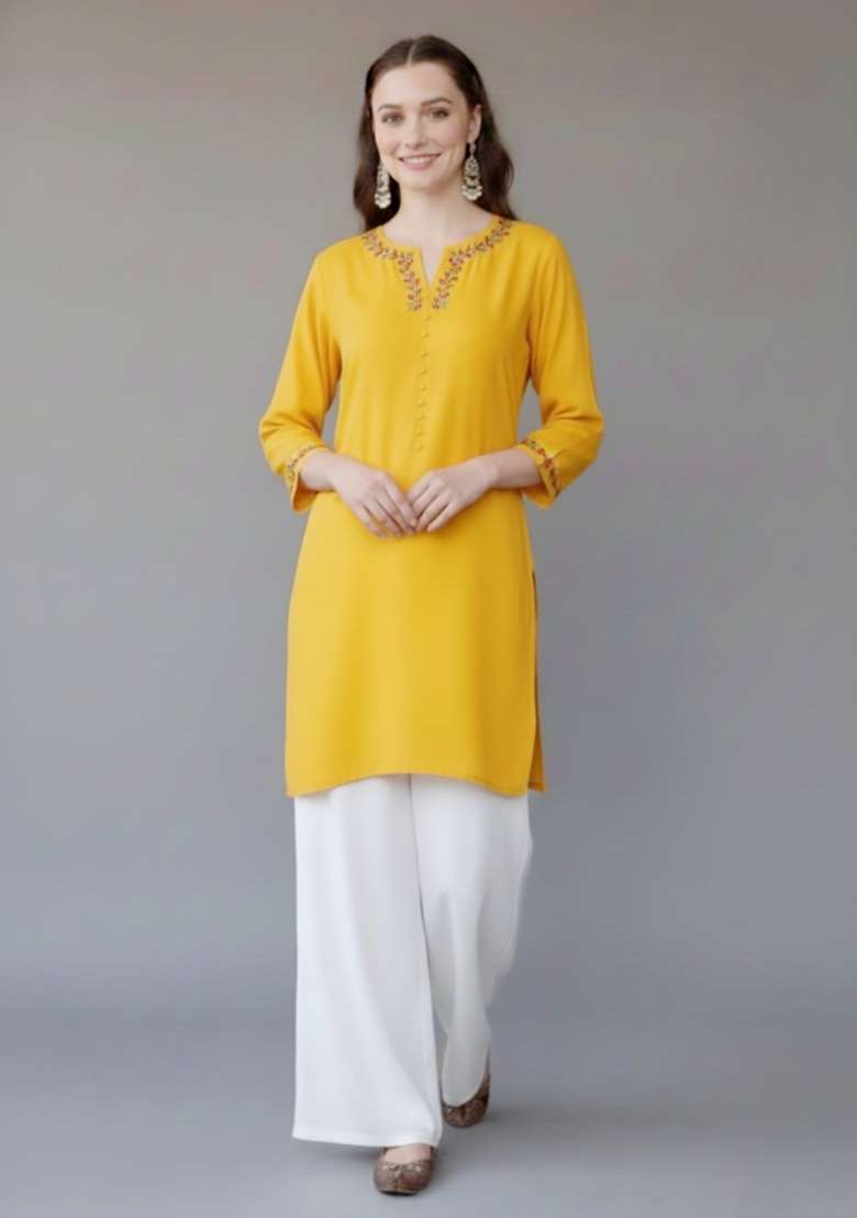 Red Solid Rayon Kurta Set - Indya