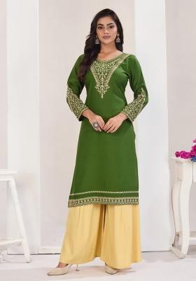 Light Green Embroidery Rayon Kurta Set