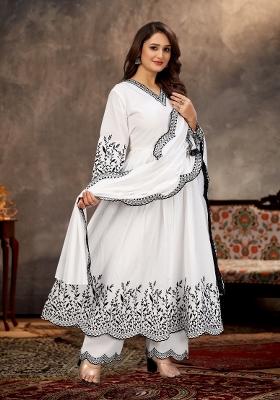 White Embroidery Cambric Kurta Set