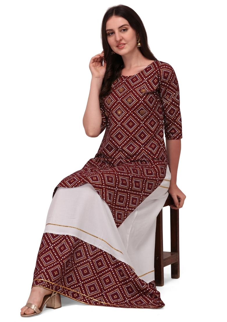 Dark Lavender Embroidery Rayon Kurta Set - Indya