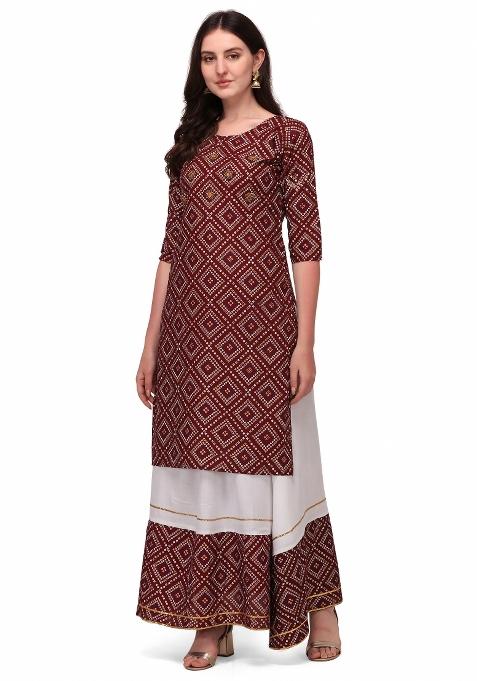 Dark Lavender Embroidery Rayon Kurta Set