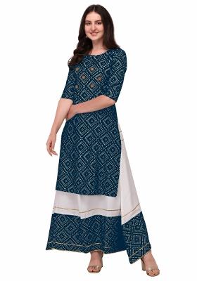 Light Blue Embroidery Rayon Kurta Set