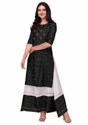Black Embroidery Rayon Kurta Set