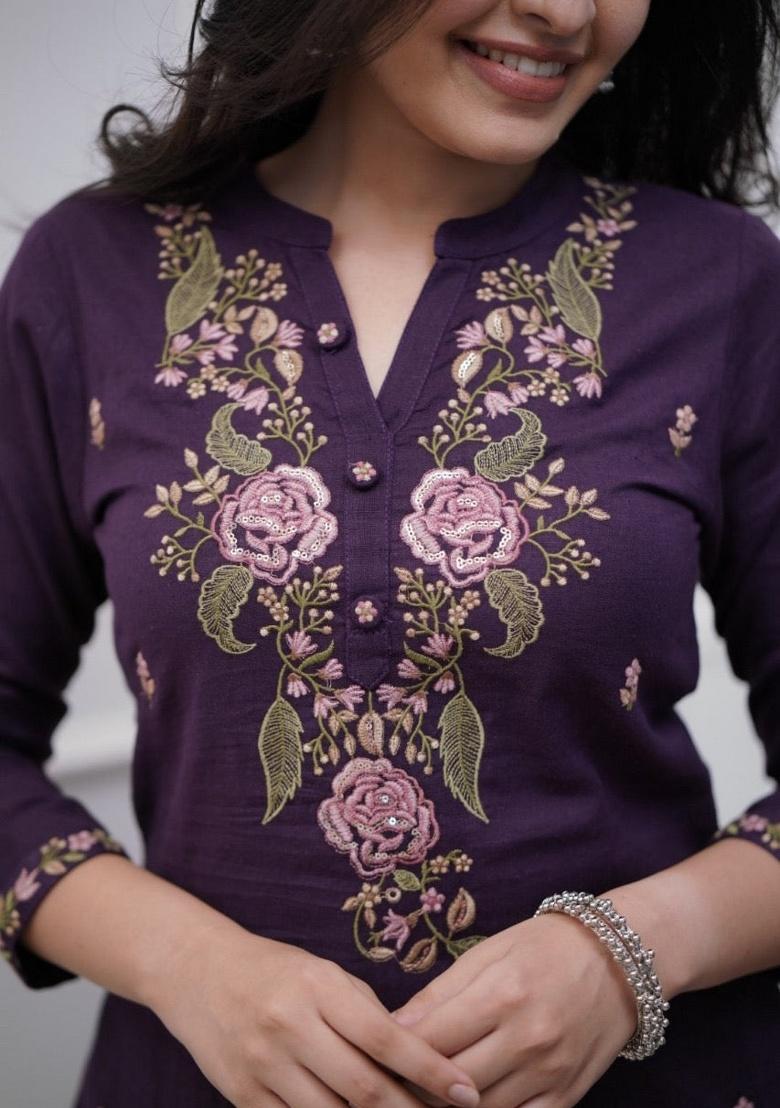 Blue Printed Cotton Kurta Set - Indya