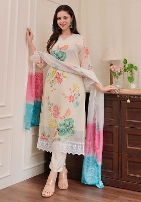 Off-White Printed Cotton Kurta Set