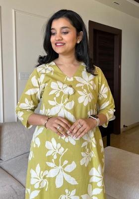 Sea Green Printed Cotton Kurta Set