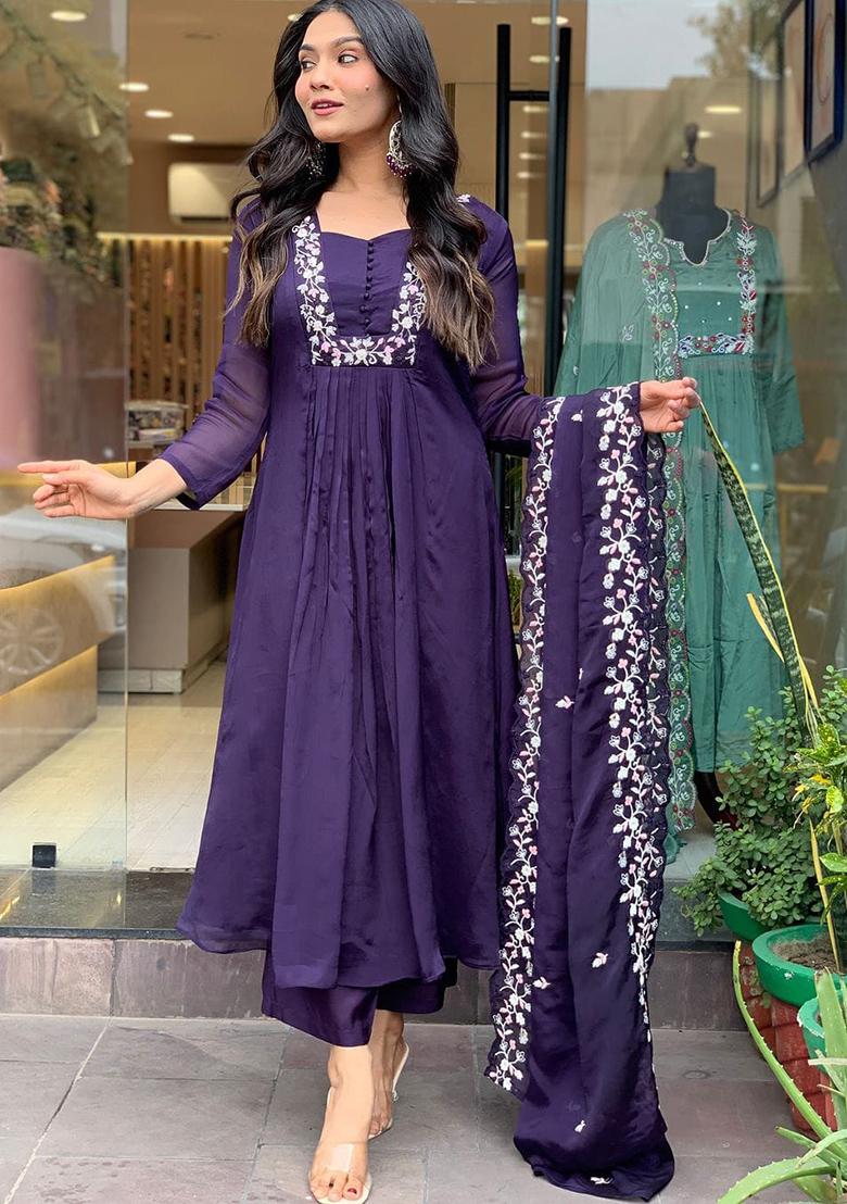 Blue Printed Cotton Kurta Set - Indya