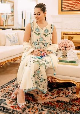 White Printed Cotton Kurta Set