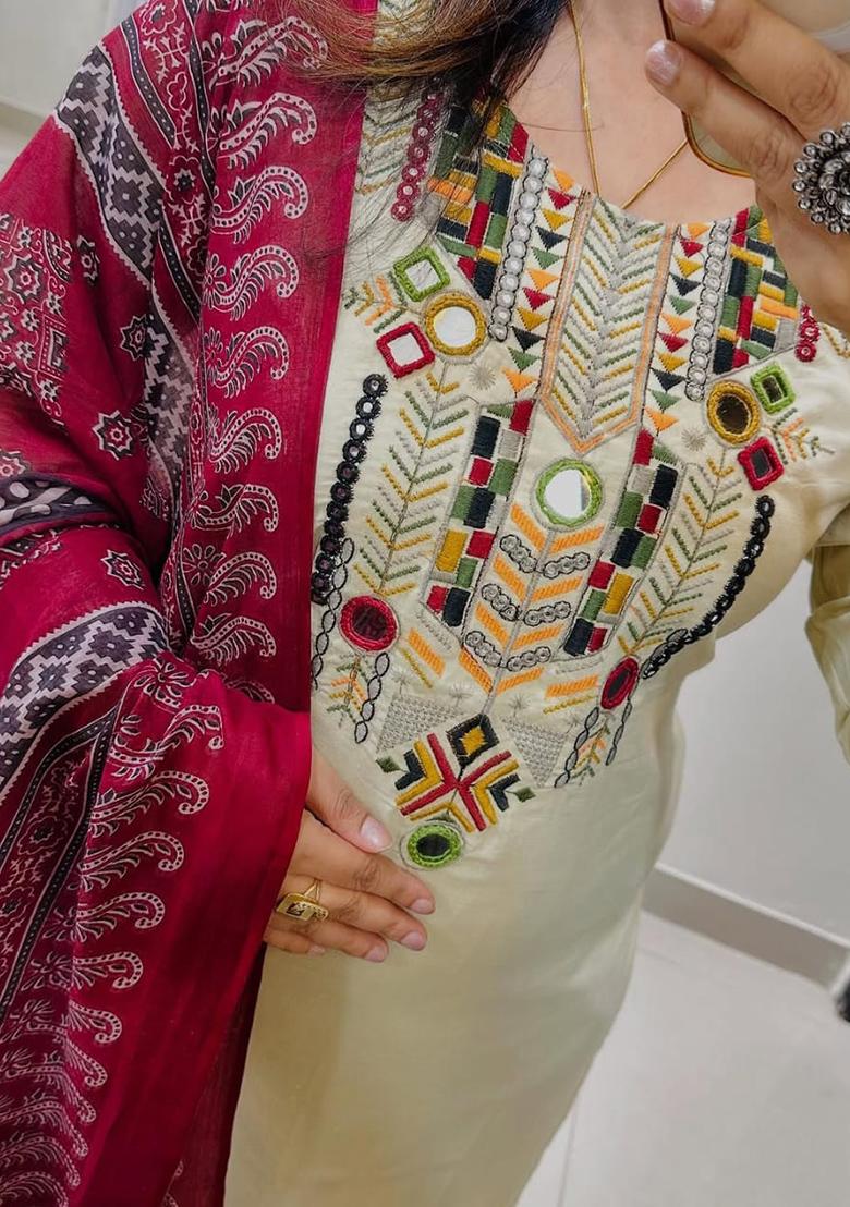 Yellow Printed Cotton Kurta Set - Indya