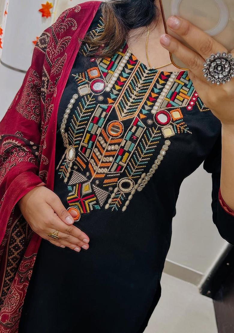 Yellow Printed Cotton Kurta Set - Indya