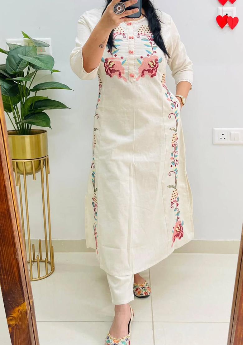 Yellow Printed Cotton Kurta Set - Indya