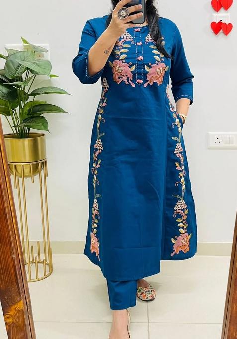 Yellow Printed Cotton Kurta Set