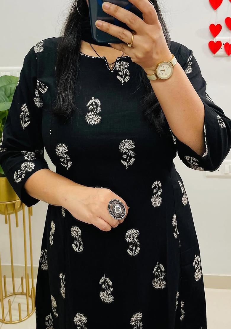 Red Printed Cotton Kurta Set - Indya