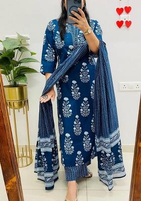 Yellow Printed Cotton Kurta Set