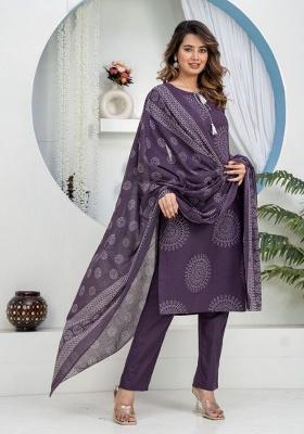 Blue Printed Cotton Kurta Set