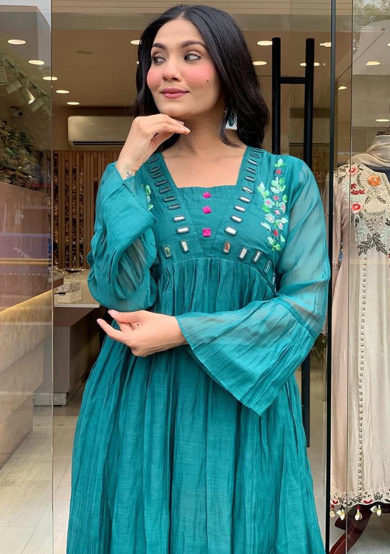 Blue Printed Cotton Kurta Set - Indya