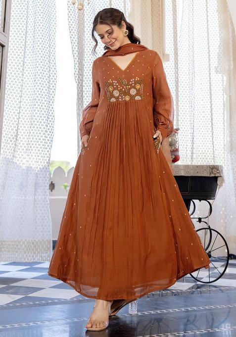 Green Printed Cotton Kurta Set