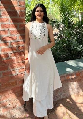 Blue Printed Cotton Kurta Set