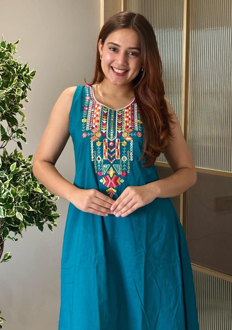 Brown Printed Cotton Kurta Set - Indya