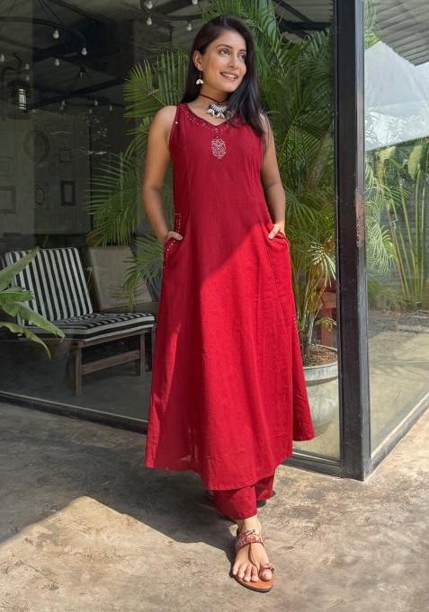 Green Printed Cotton Kurta Set