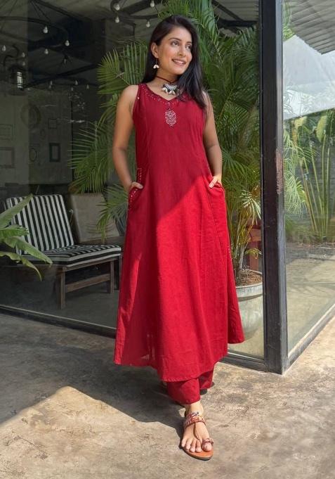 Black Printed Cotton Kurta Set