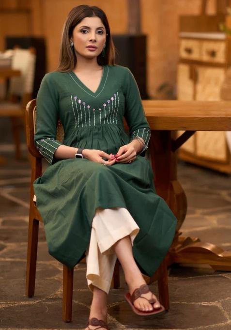 Black Printed Cotton Kurta Set