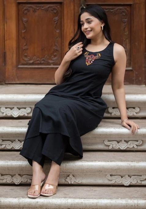 Blue Printed Cotton Kurta Set