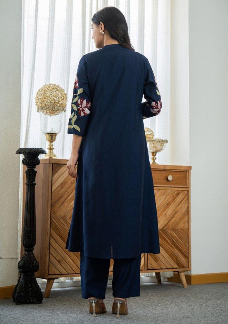 Red Printed Cotton Kurta Set - Indya