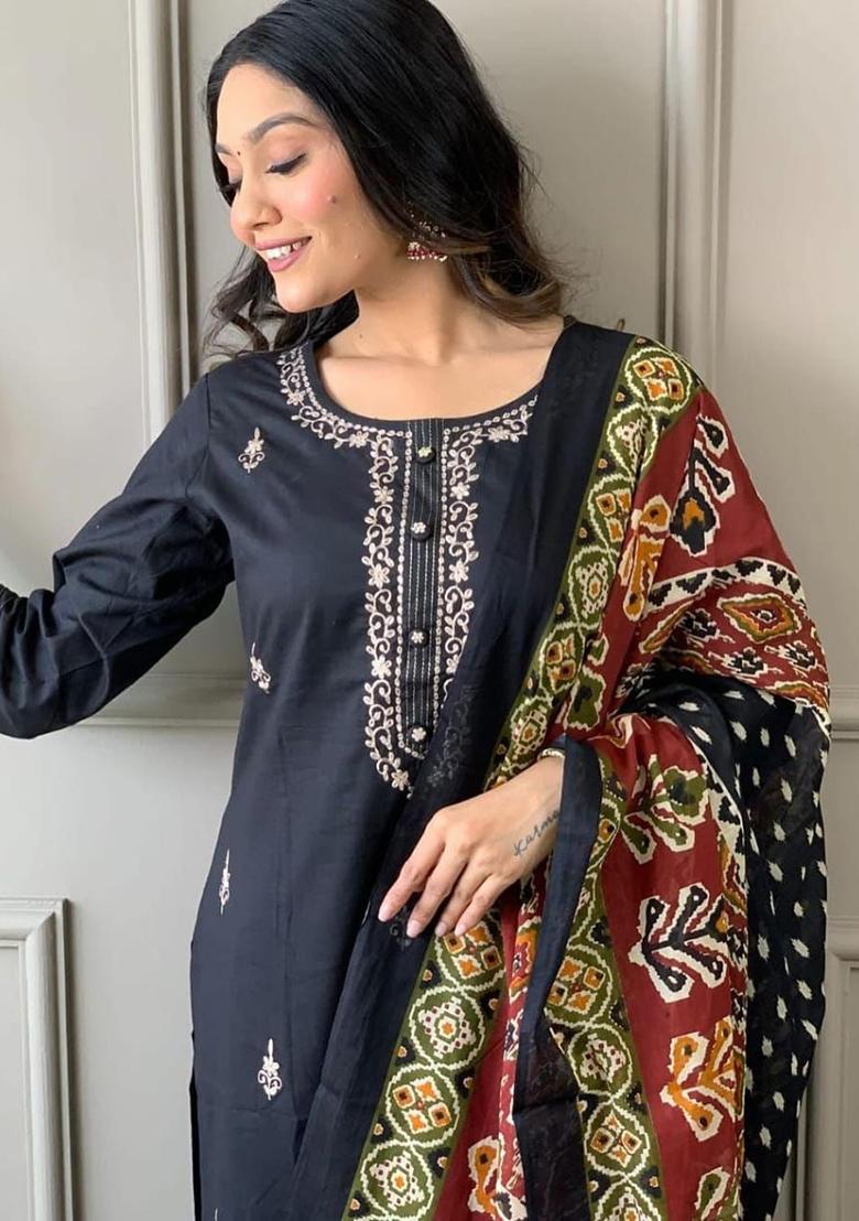 Blue Printed Cotton Kurta Set - Indya