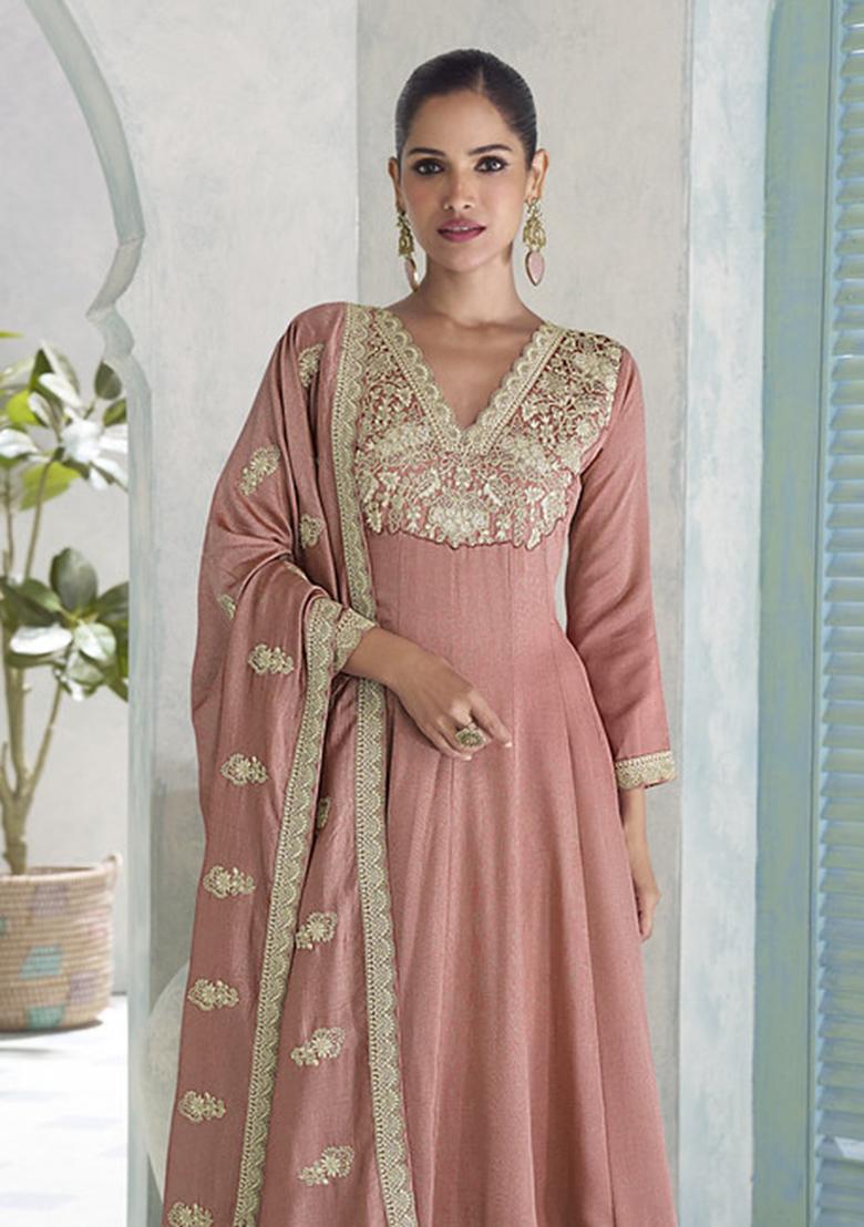 Sky Blue Embroidered Silk Kurta Set - Indya